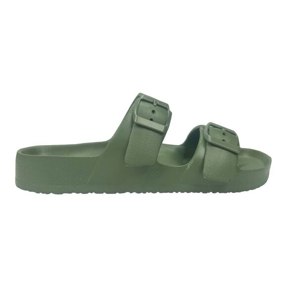 Shade & Shore Neida EVA Two Band Footbed Slide Sandals - Size 7 - Olive Green - Picture 1 of 8